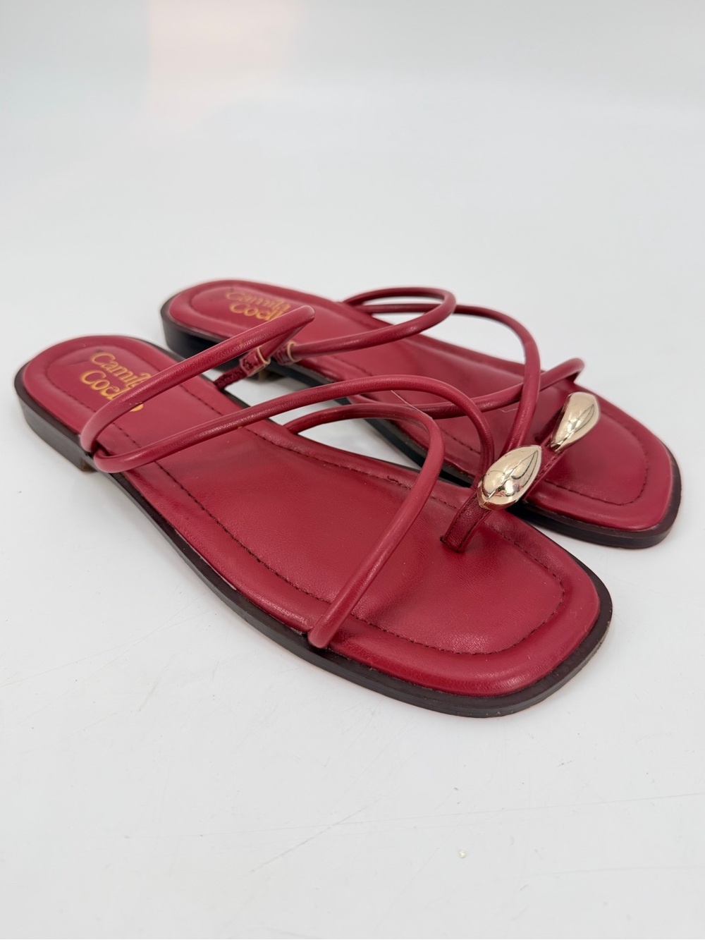 Revolve X Camila Coelho Strappy Statement Minimalist Sandals 7.5 Vacation Summer
